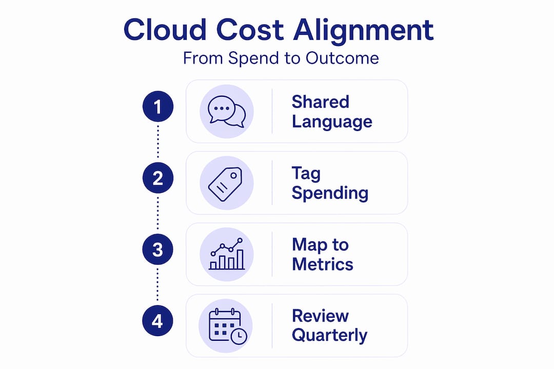 Infographic with steps for cloud cost alignment