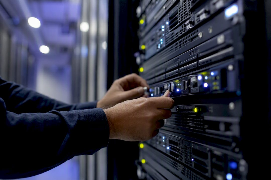 Hands adjusting server controls for autoscaling