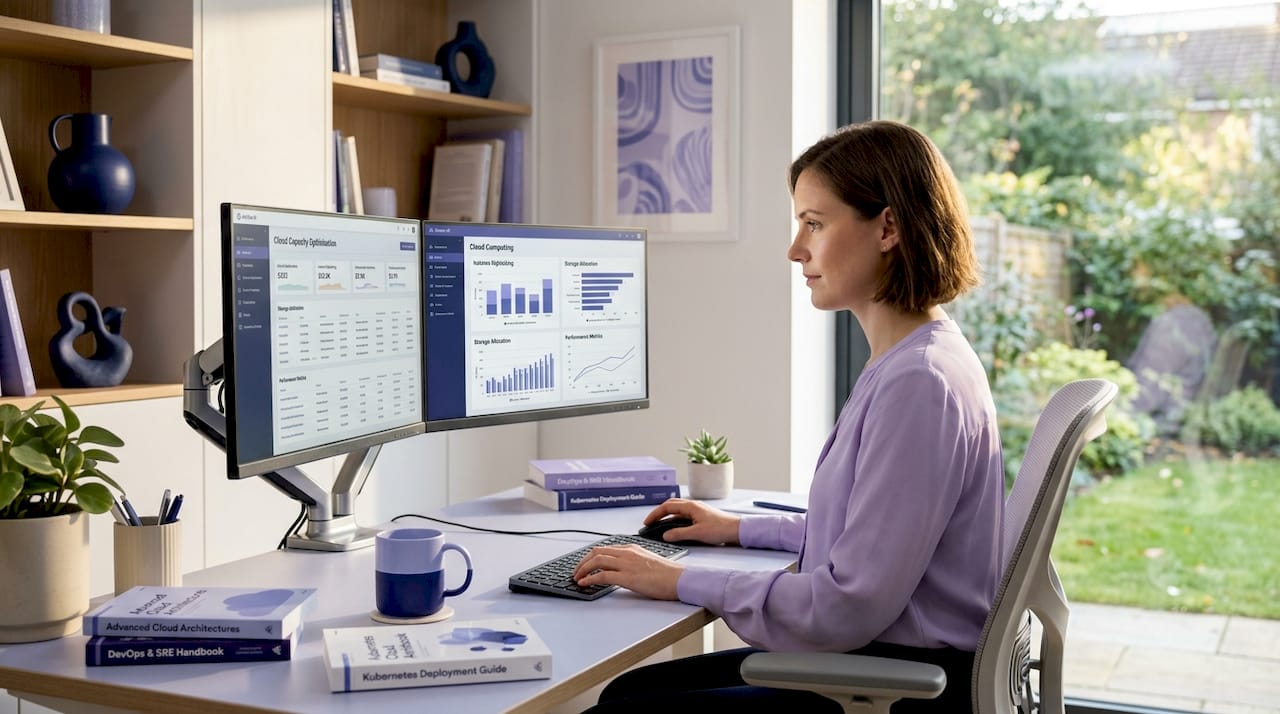 Engineer managing cloud resource allocations at workstation