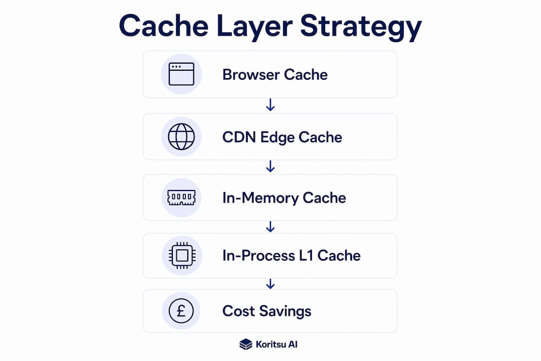 Infographic showing layered cache strategy steps