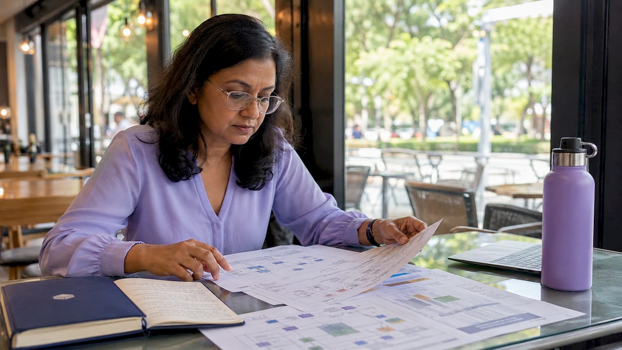 Woman reviewing cloud architecture cost documents
