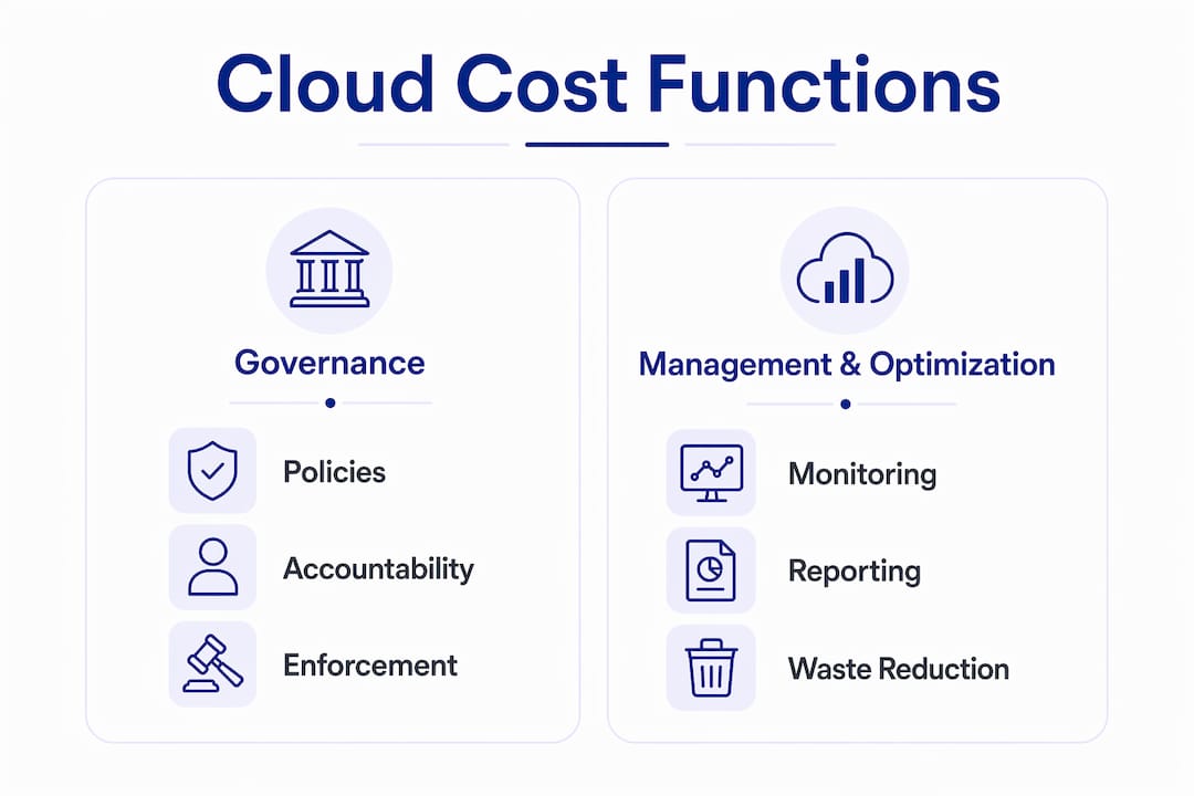 Infographic comparing cloud cost governance and management