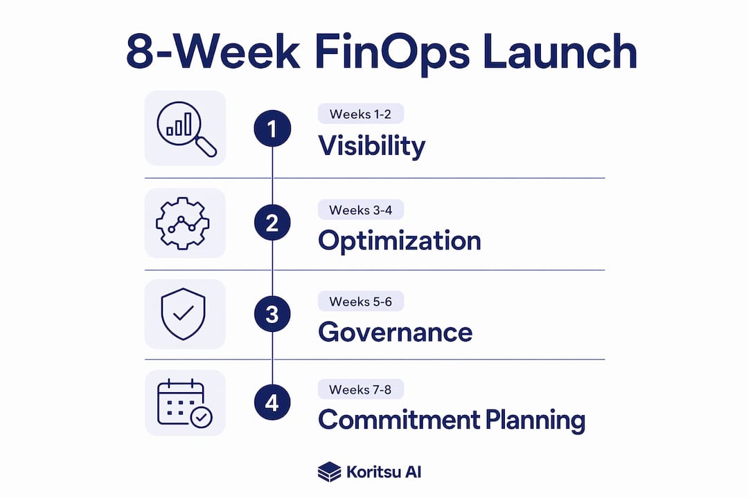 Infographic of 8-week FinOps launch steps