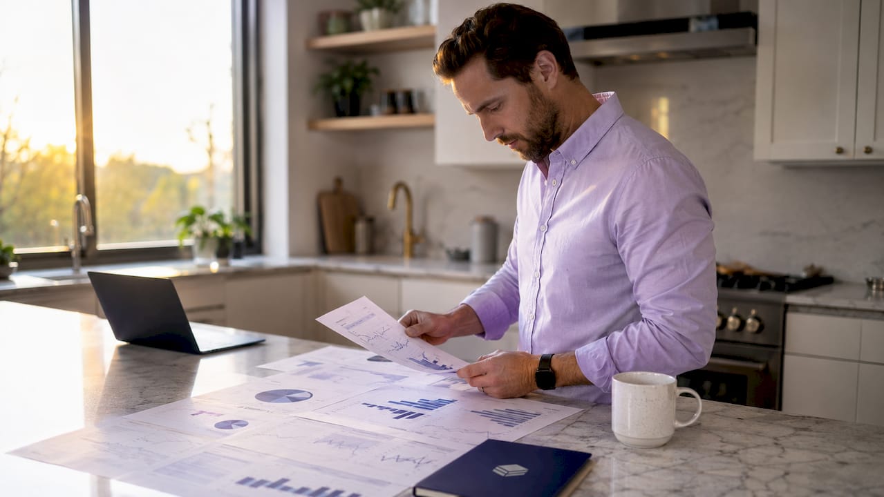Hands pointing to cloud usage graphs on desk