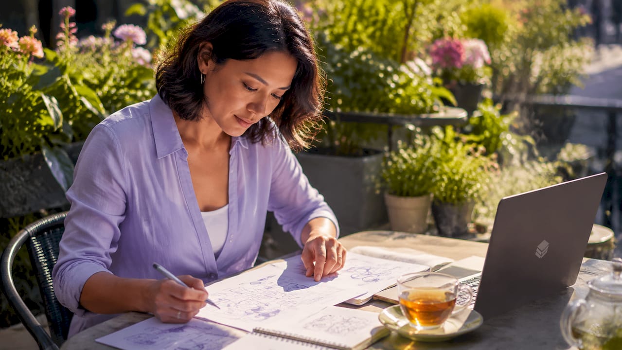 Cloud engineer reviewing lifecycle framework at desk