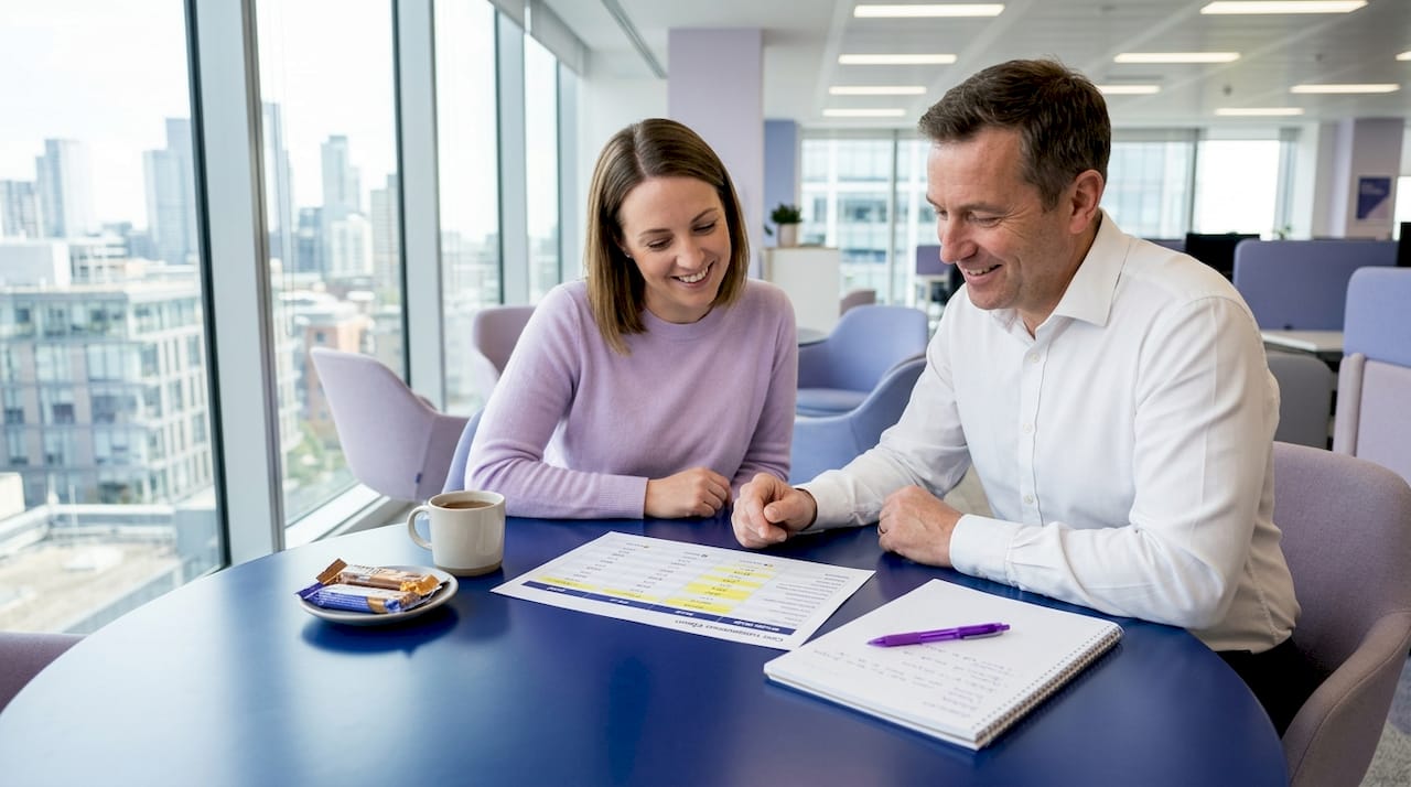 Colleagues comparing cloud provider costs in meeting