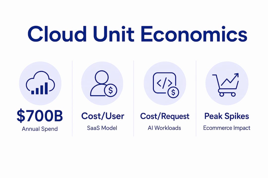 Infographic showing cloud unit economics key statistics