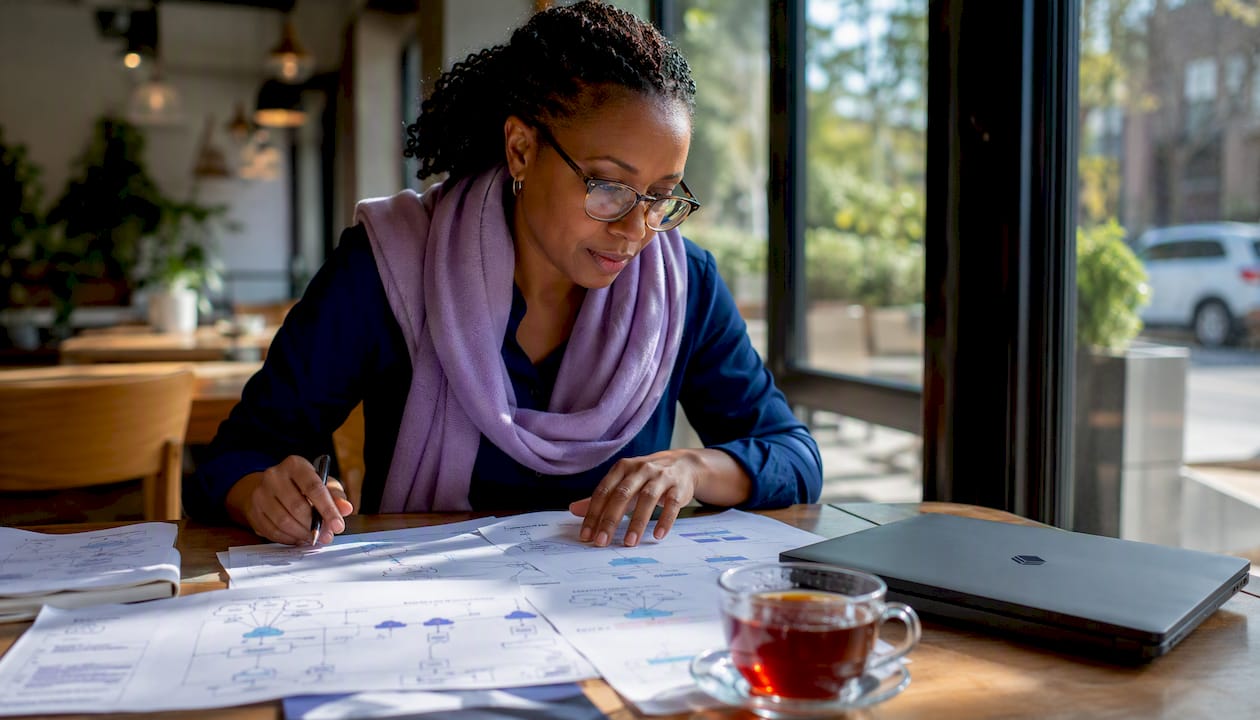 IT leader reviewing cloud infrastructure diagrams