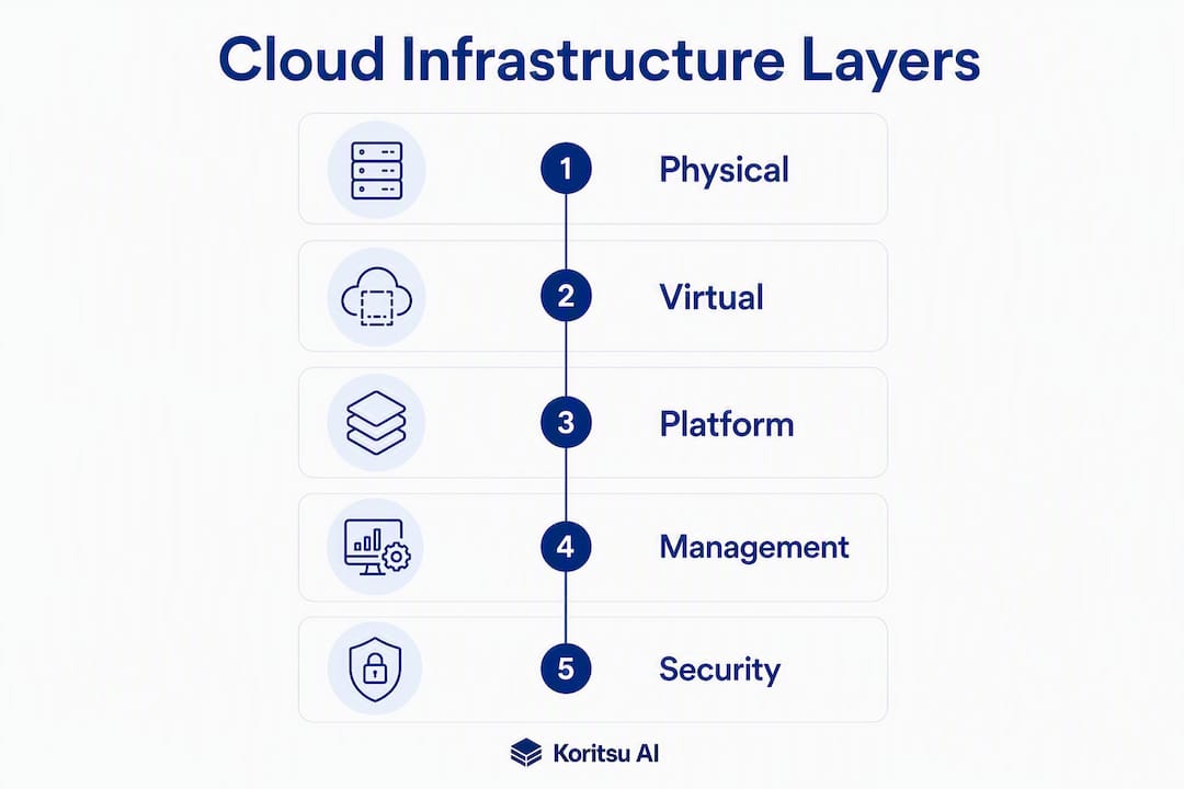 Infographic illustrating cloud infrastructure layers