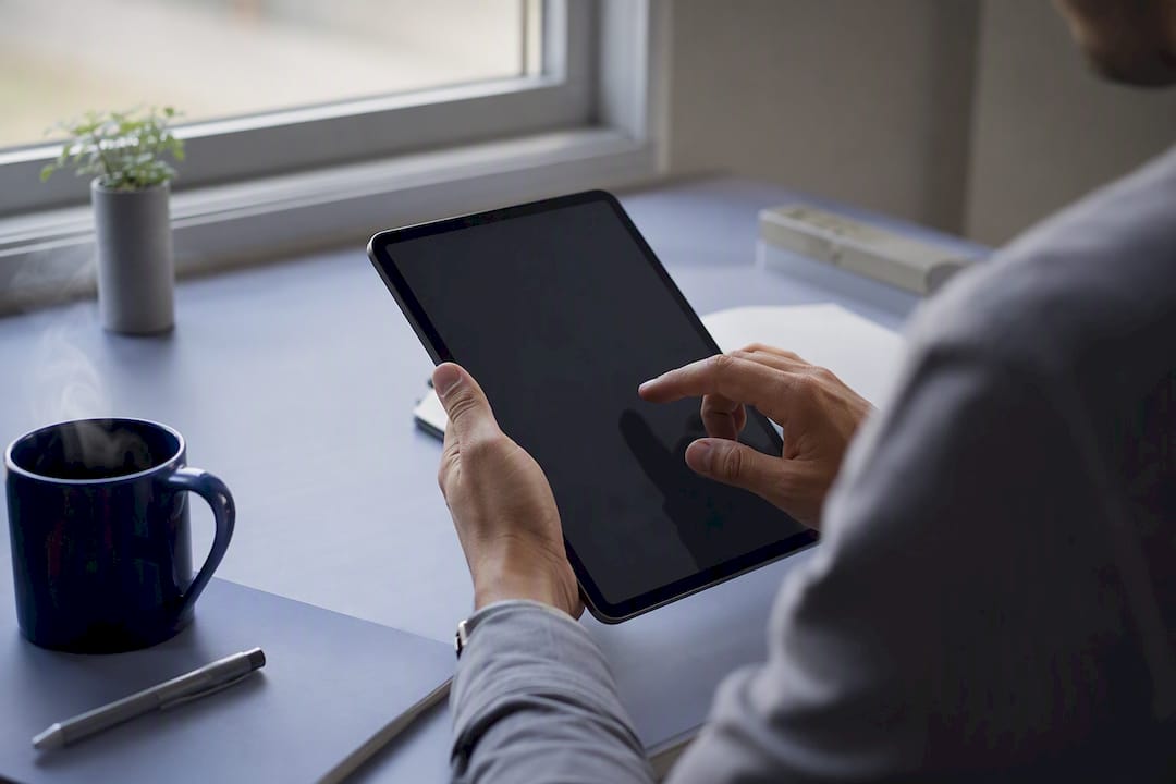 Hands preparing automation scheduling setup