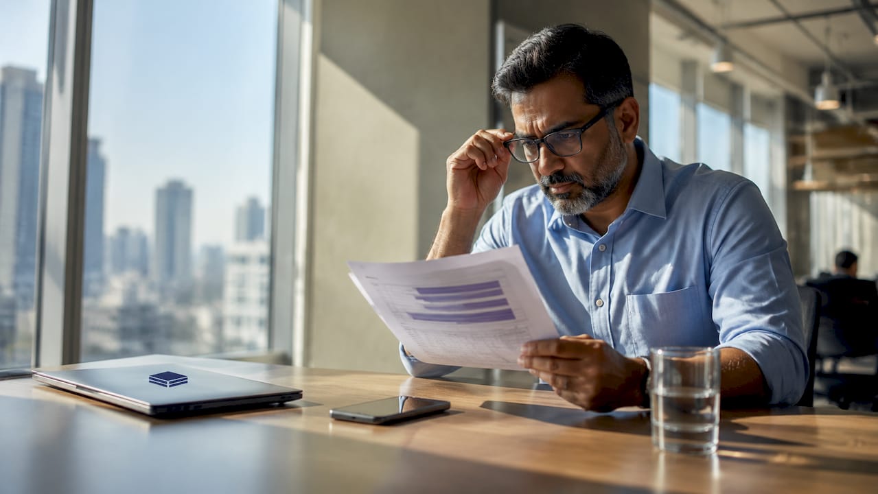 IT manager reviewing cloud cost papers