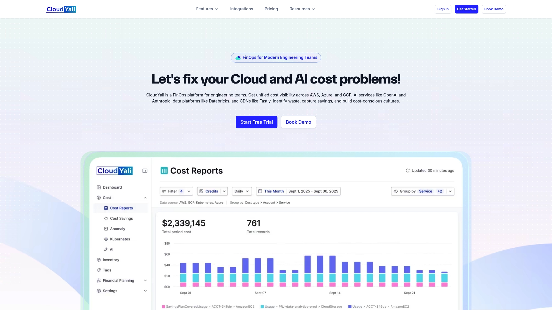 CloudYali cloud cost tracking platform