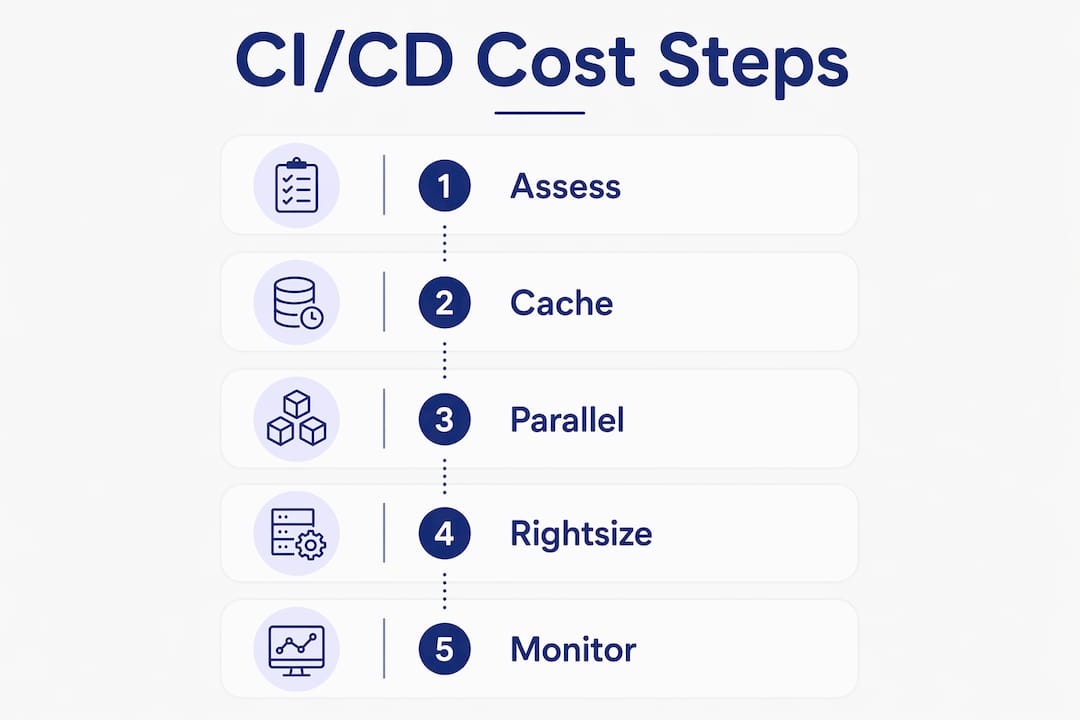 Infographic outlining CI/CD cost reduction steps