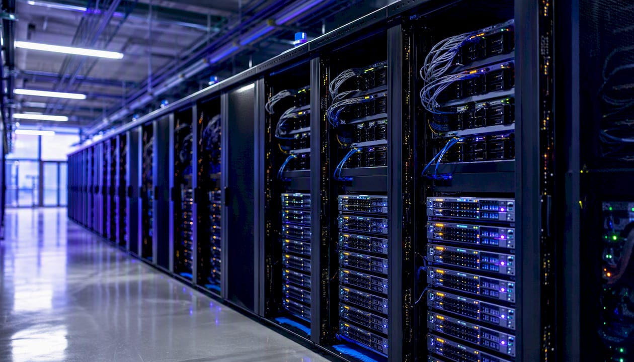 Cloud storage server racks in data center