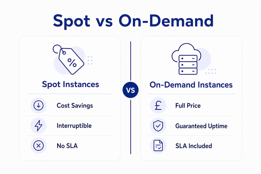 Infographic comparing spot and on-demand instances