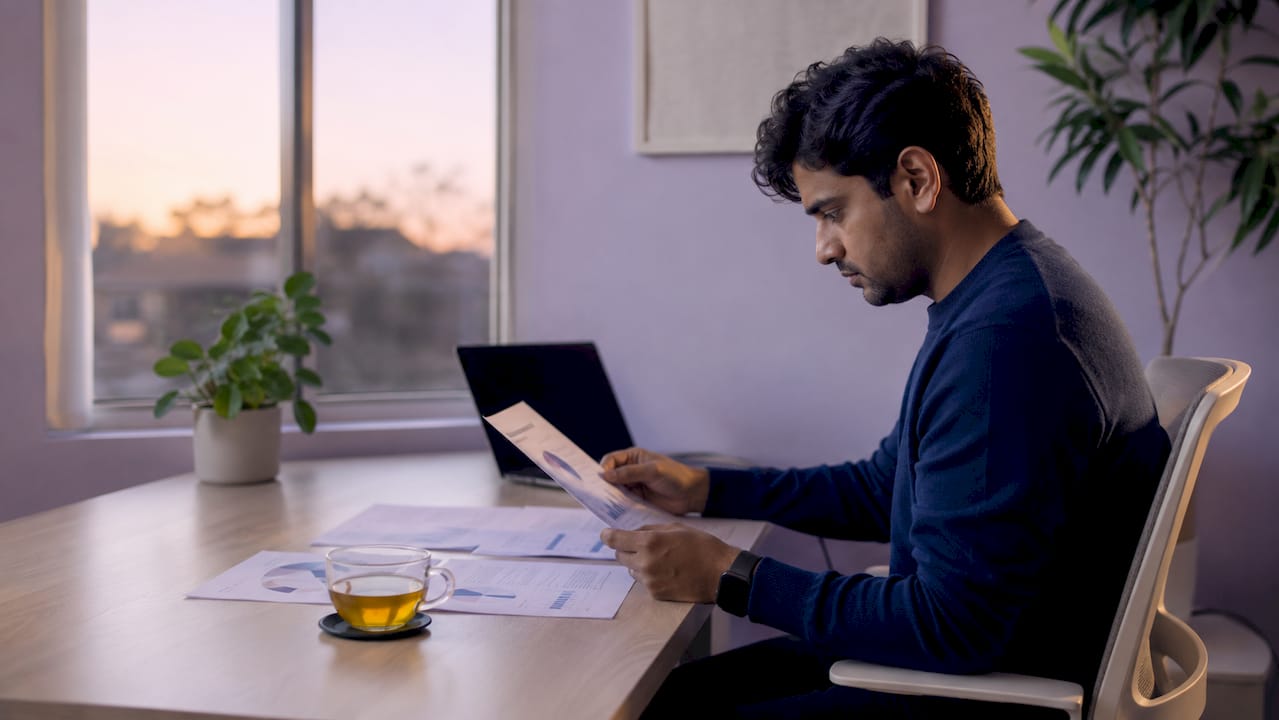 IT professional typing on keyboard with charts