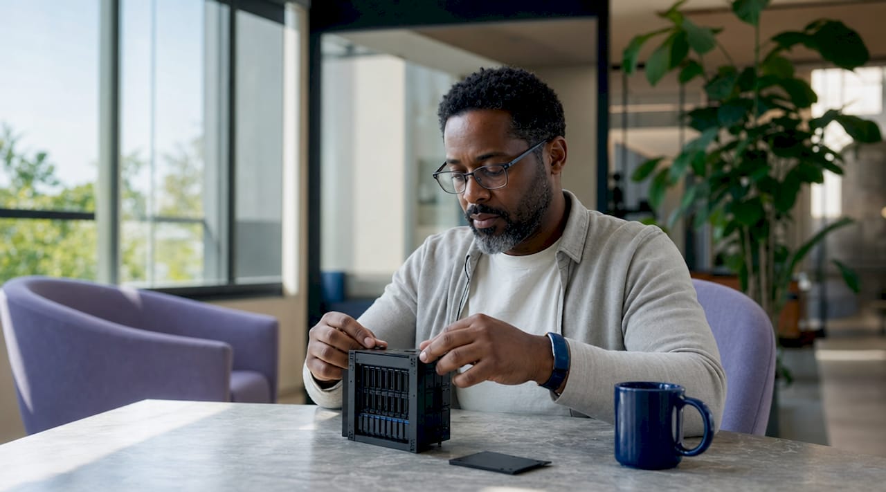 Cloud architect hands designing infrastructure