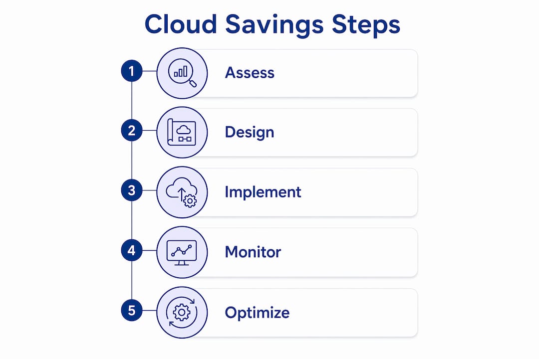 Infographic outlining cloud savings steps