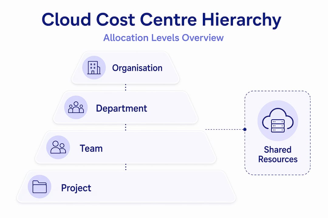 Hierarchical infographic diagramming cloud cost levels
