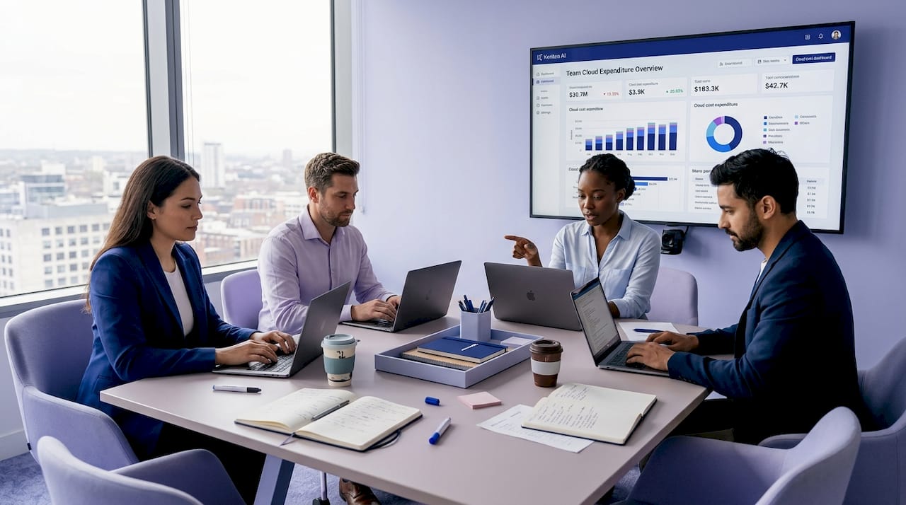 Team reviews cloud cost dashboard collaboratively
