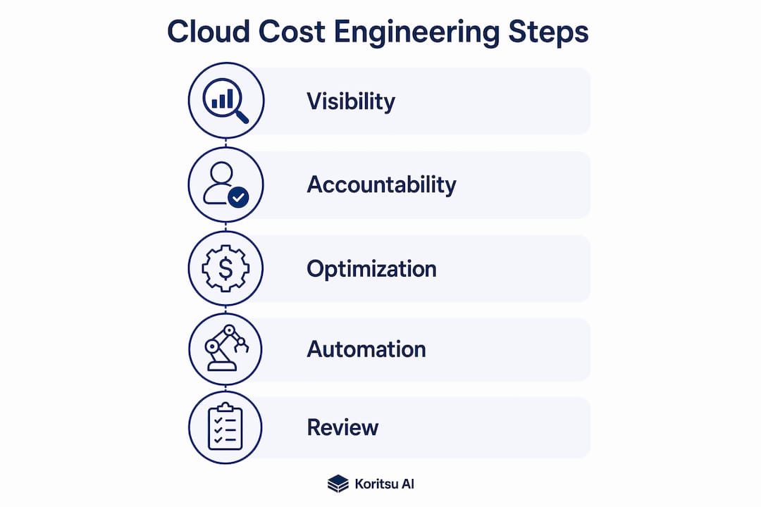 Infographic showing steps in cloud cost engineering process